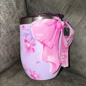 Floral Pink and Purple Tumbler with Bath Bomb